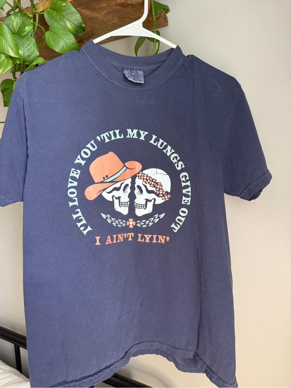 Comfort Colors Navy Graphic Short Sleeve Tee with Orange Accent